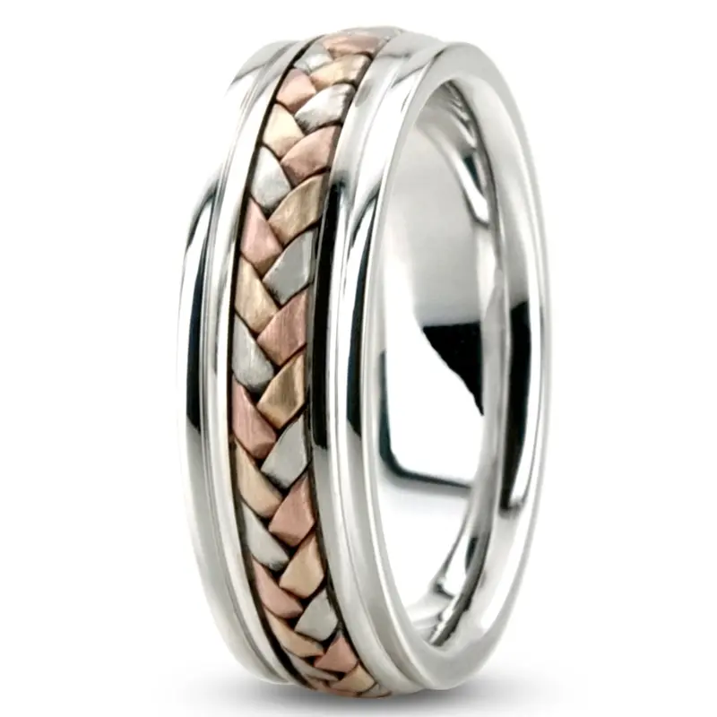 platinum 6mm. satin hand-made-hand-woven-wedding-band - alternate view 6