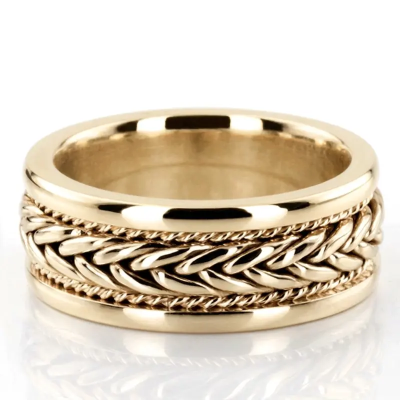 10K yellow gold 8.5mm. high polish hand-made-wedding-band - alternate view 4