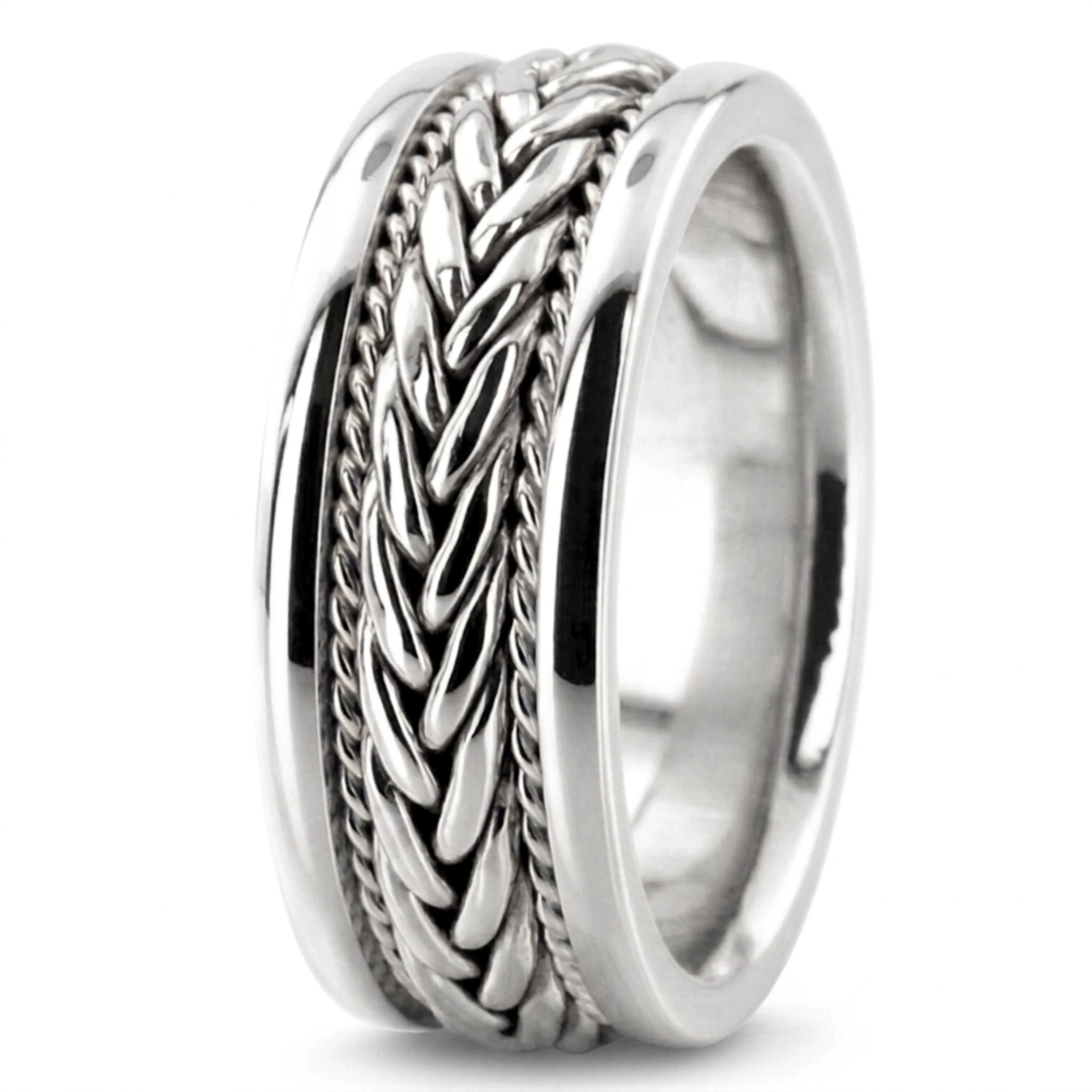 10K white gold 8.5mm. high polish hand-made-wedding-band - alternate view 6