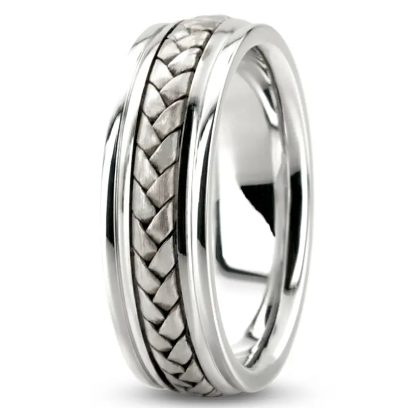 platinum 6mm. satin hand-made-hand-woven-wedding-band - alternate view 8