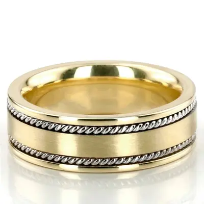 10K y-w-y-w-y gold 6mm. satin hand-made-hand-woven-wedding-band - alternate view 3 thumbnail