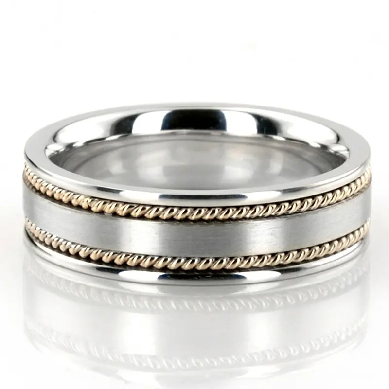 platinum 6mm. satin hand-made-hand-woven-wedding-band - alternate view 2