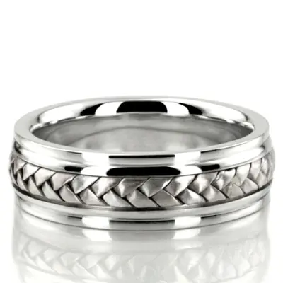 Tri-Tone Hand Braided Wedding Ring  - view 2 of 8