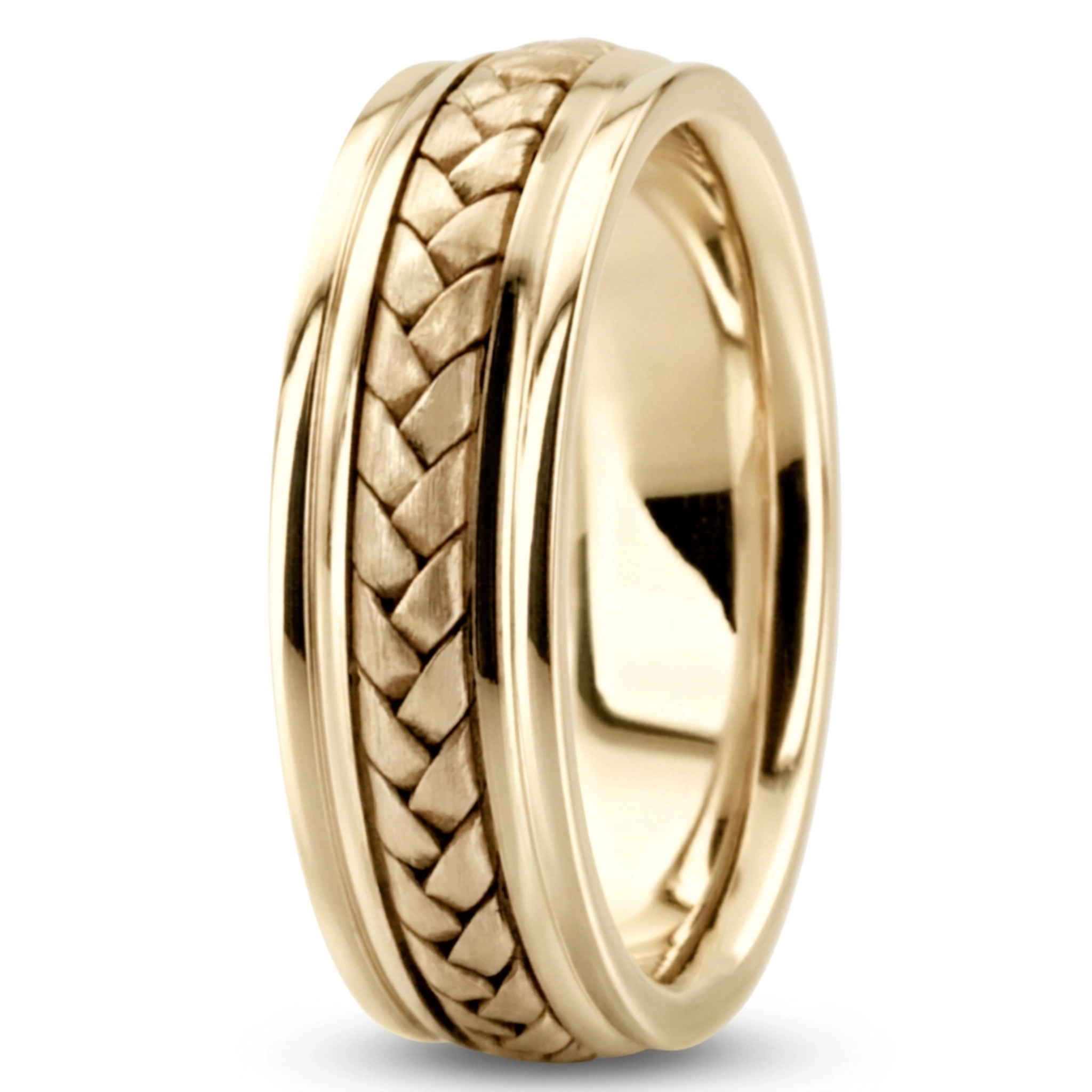 10K yellow gold 6mm. satin hand-made-hand-woven-wedding-band - alternate view 5