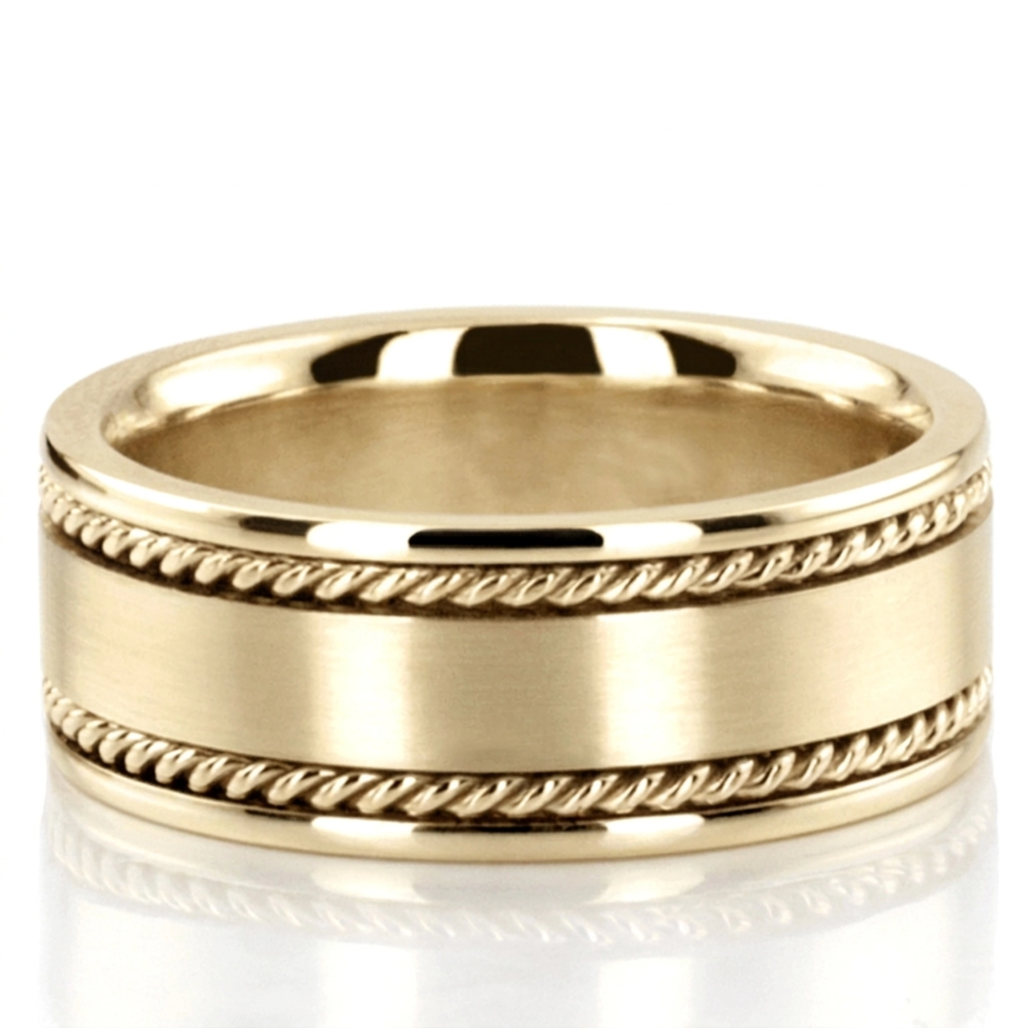10K yellow gold 8mm. satin hand-made-hand-woven-wedding-band - alternate view 4