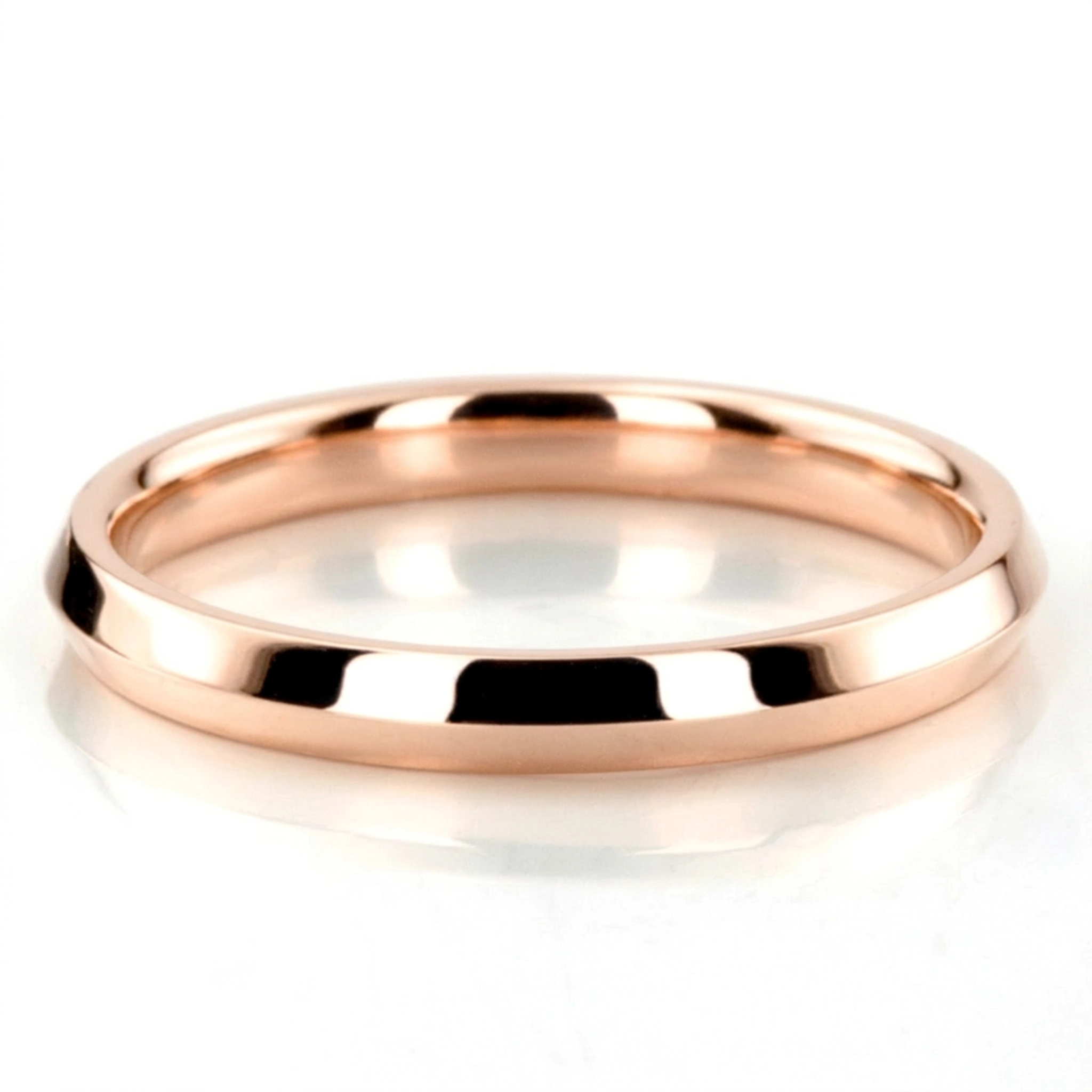 14K pink gold 3mm. high polish knife-edge-wedding-band - alternate view 5