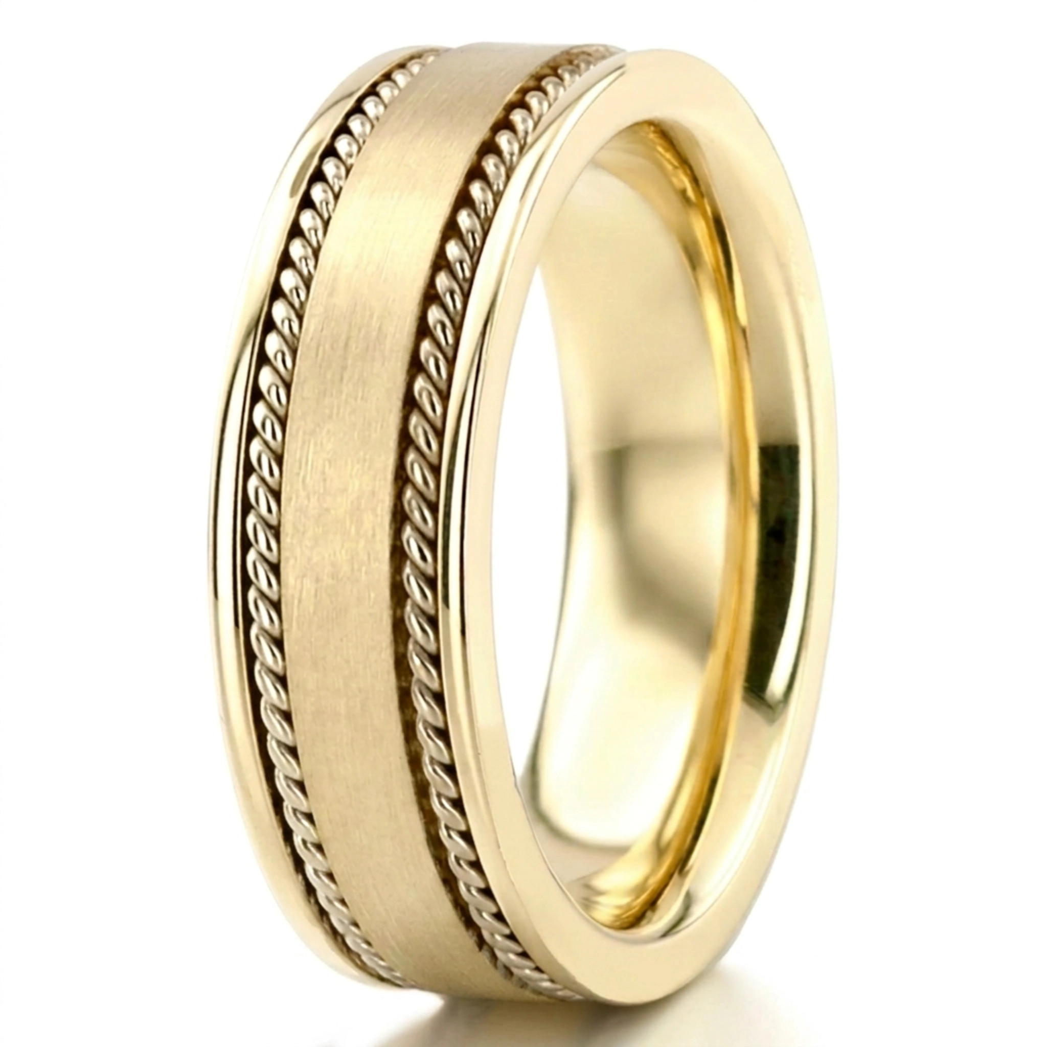 10K yellow gold 6mm. satin hand-made-hand-woven-wedding-band - alternate view 8
