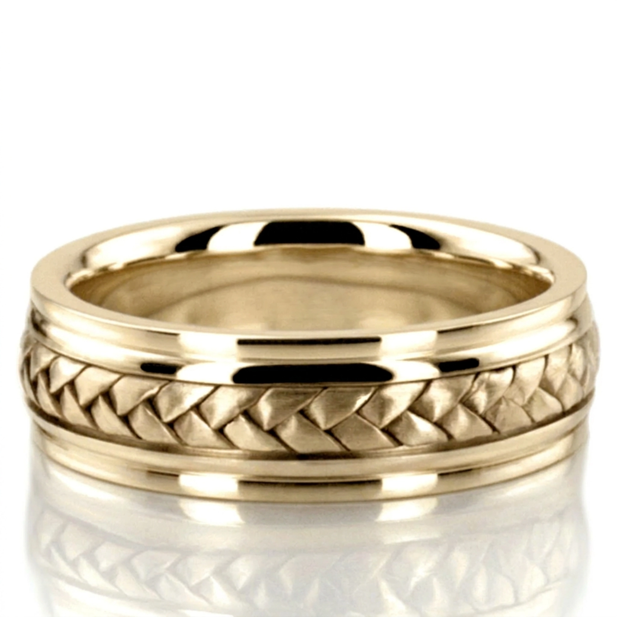 10K yellow gold 6mm. satin hand-made-hand-woven-wedding-band - alternate view 3