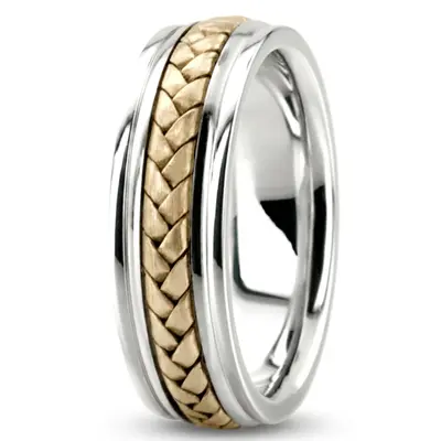 Tri-Tone Hand Braided Wedding Ring  - view 7 of 8