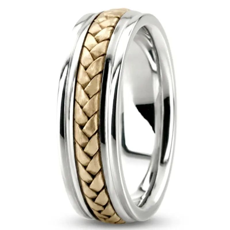 platinum 6mm. satin hand-made-hand-woven-wedding-band - alternate view 4