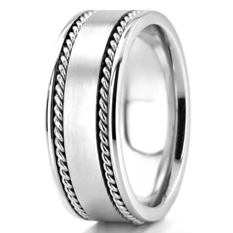 platinum 8mm. satin hand-made-hand-woven-wedding-band - alternate view 6