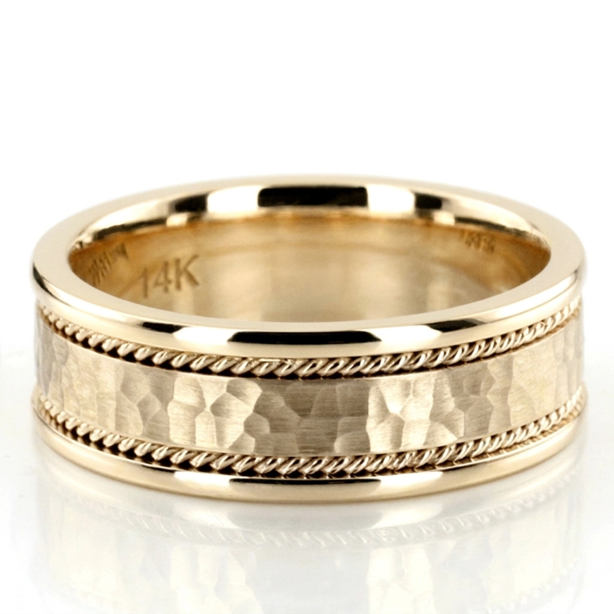 18K yellow gold 7mm. hammer hammer-handmade-wedding-bands - alternate view 3