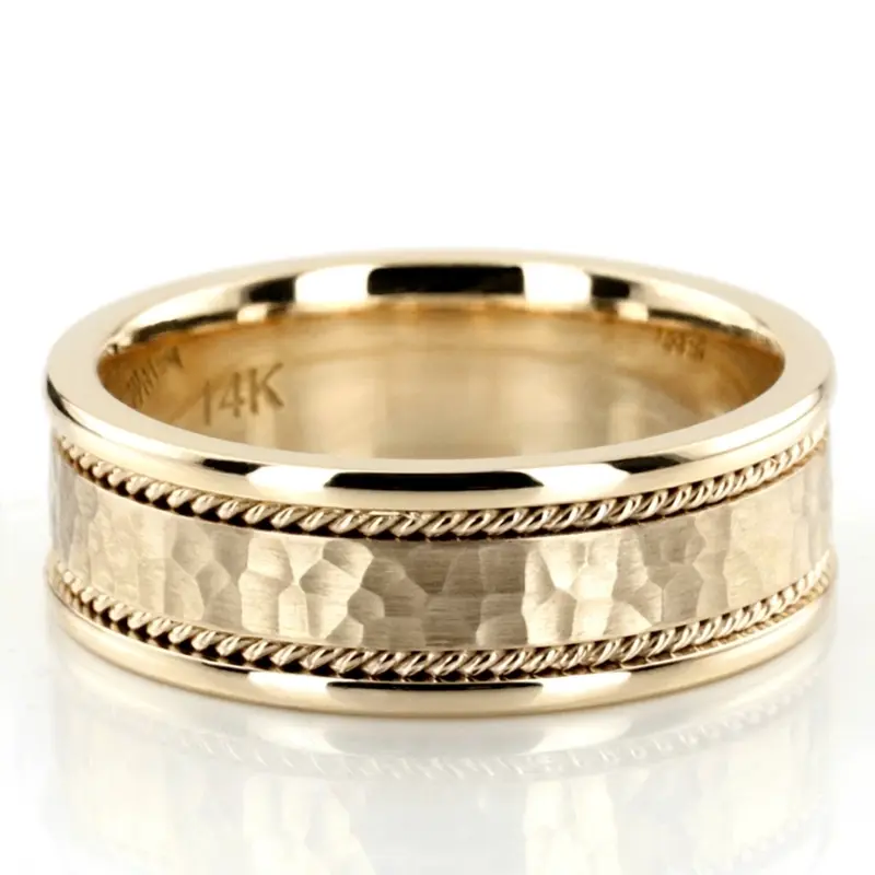 10K yellow gold 7mm. hammer hammer-handmade-wedding-bands - alternate view 3