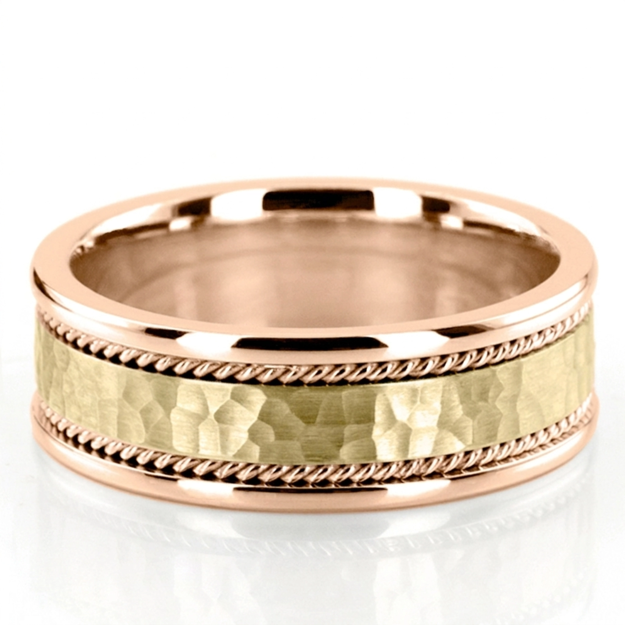18K pink-yellow-pink gold 7mm. hammer hammer-handmade-wedding-bands - alternate view 8