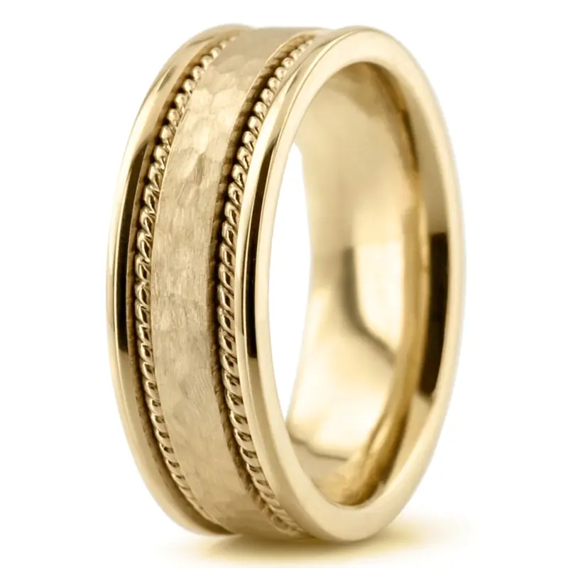 10K yellow gold 7mm. hammer hammer-handmade-wedding-bands - alternate view 5