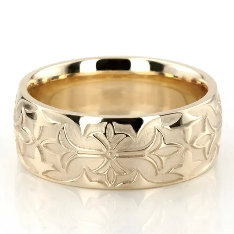 10K yellow gold 8mm. diamond cut Bestseller-Milled-Design-Wedding-Ring - alternate view 2