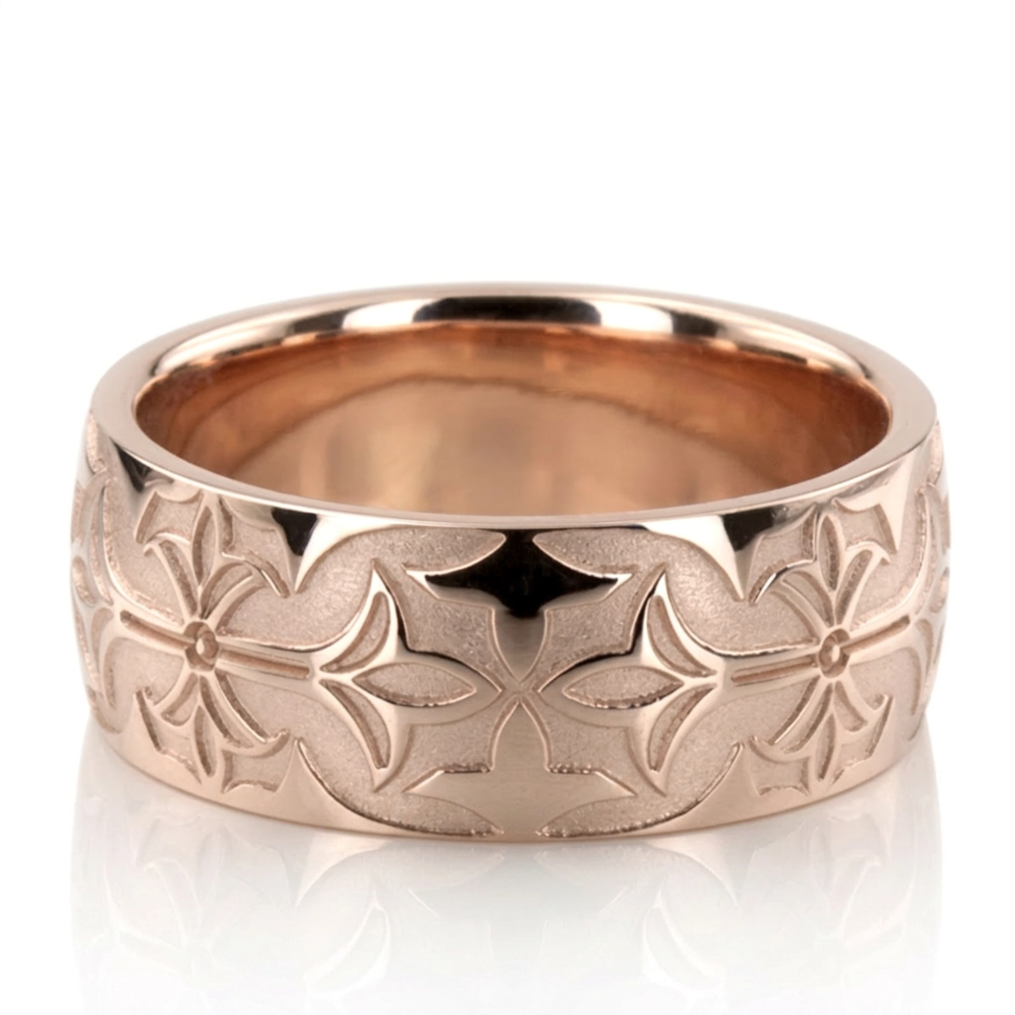10K pink gold 8mm. diamond cut Bestseller-Milled-Design-Wedding-Ring - alternate view 3
