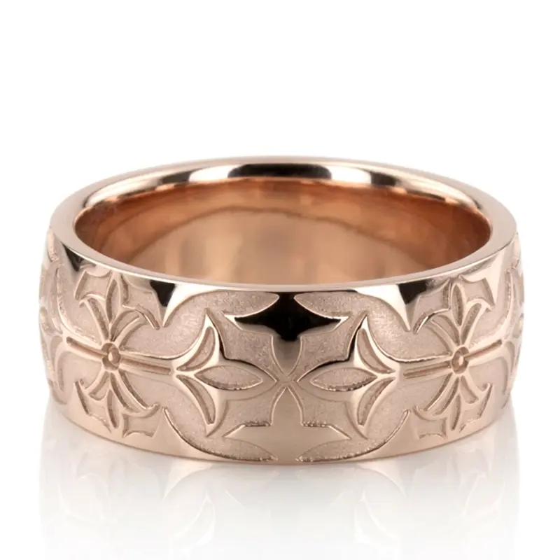 10K pink gold 8mm. diamond cut Bestseller-Milled-Design-Wedding-Ring - alternate view 3