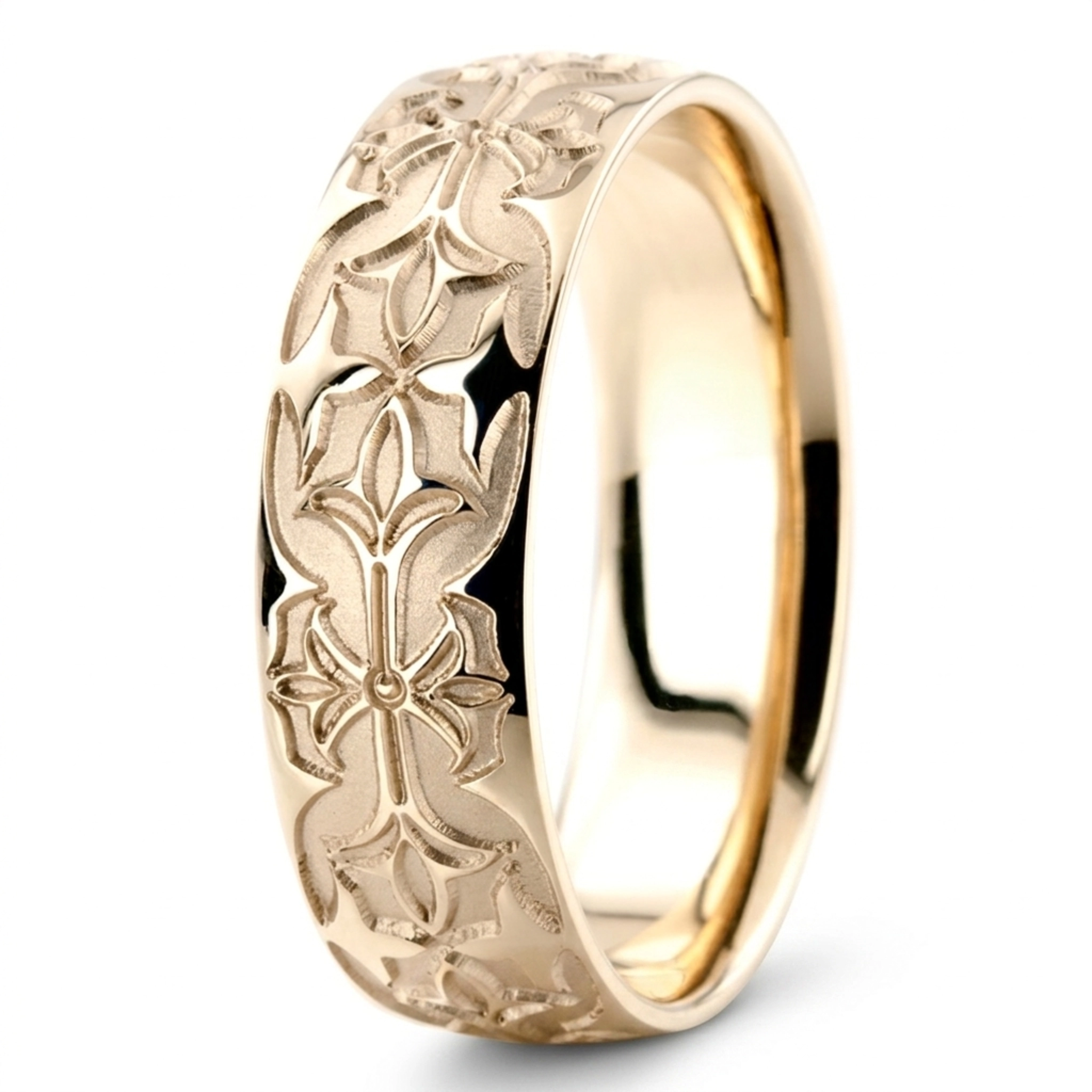 10K yellow gold 8mm. diamond cut Bestseller-Milled-Design-Wedding-Ring - alternate view 6
