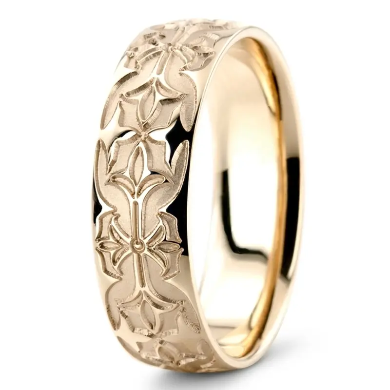 10K yellow gold 8mm. diamond cut Bestseller-Milled-Design-Wedding-Ring - alternate view 6