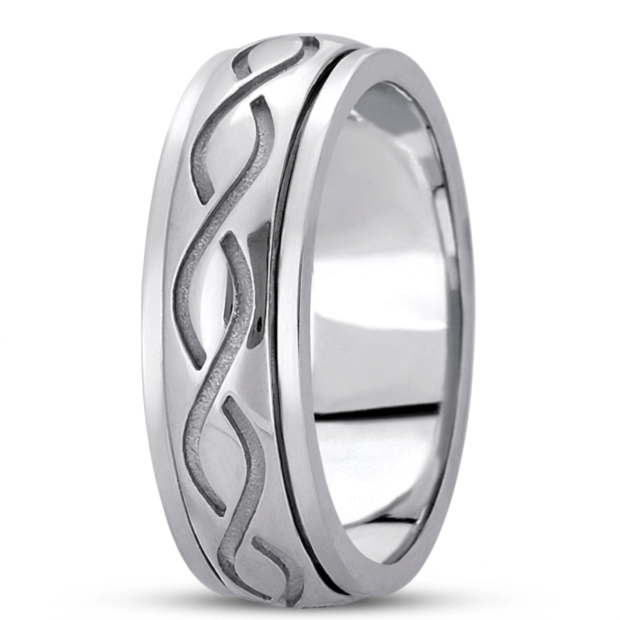 10K white gold 7mm. high polish hand-made-celtic-wedding-band - alternate view 3
