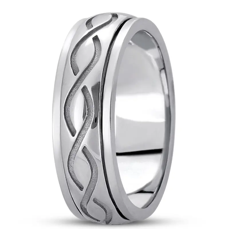 10K white gold 7mm. high polish hand-made-celtic-wedding-band - alternate view 6