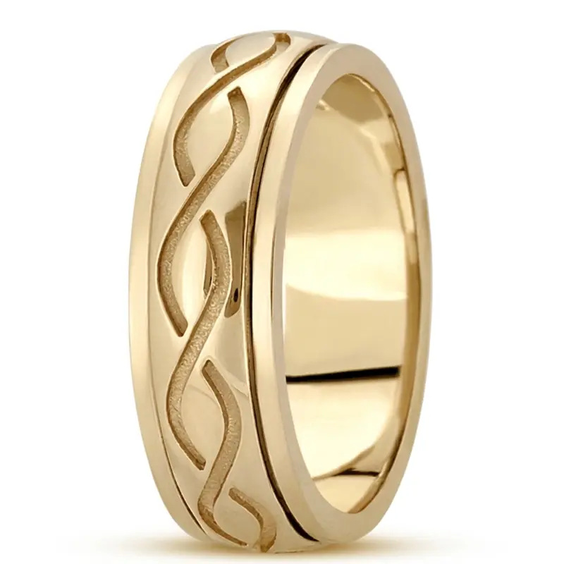 10K yellow gold 7mm. high polish hand-made-celtic-wedding-band - alternate view 8