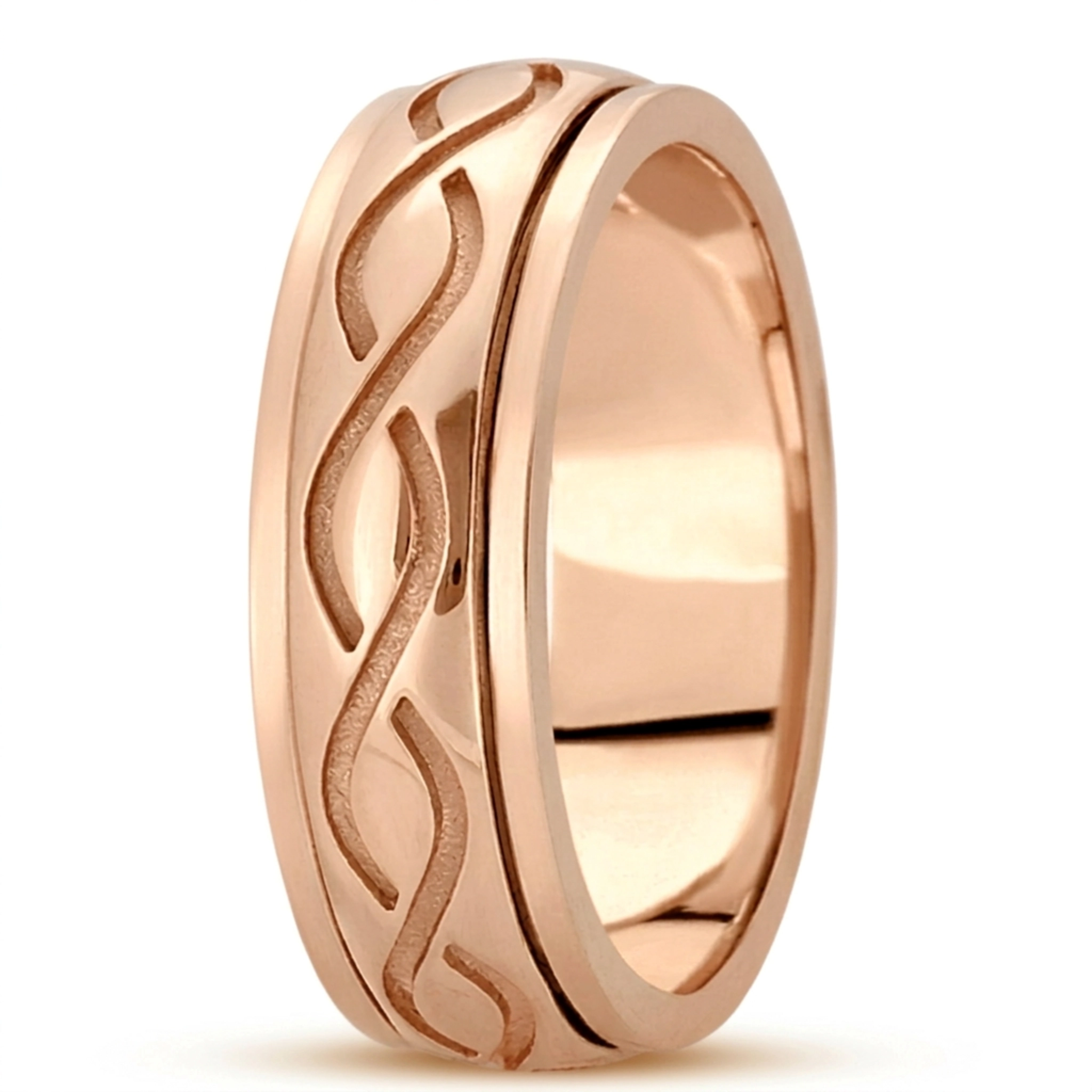 10K pink gold 7mm. high polish hand-made-celtic-wedding-band - alternate view 8