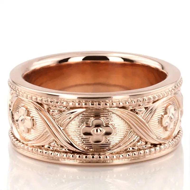 14K pink gold 8mm. same as picture Elegant-Hang-Crafted-Wedding-Ring - alternate view 2