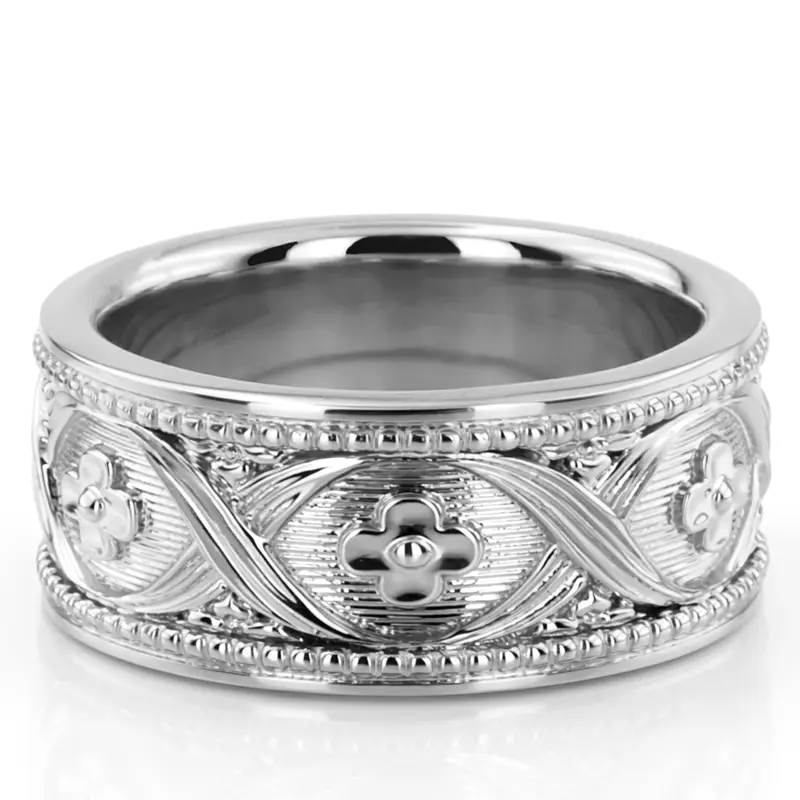 14K white gold 8mm. same as picture Elegant-Hang-Crafted-Wedding-Ring - alternate view 3