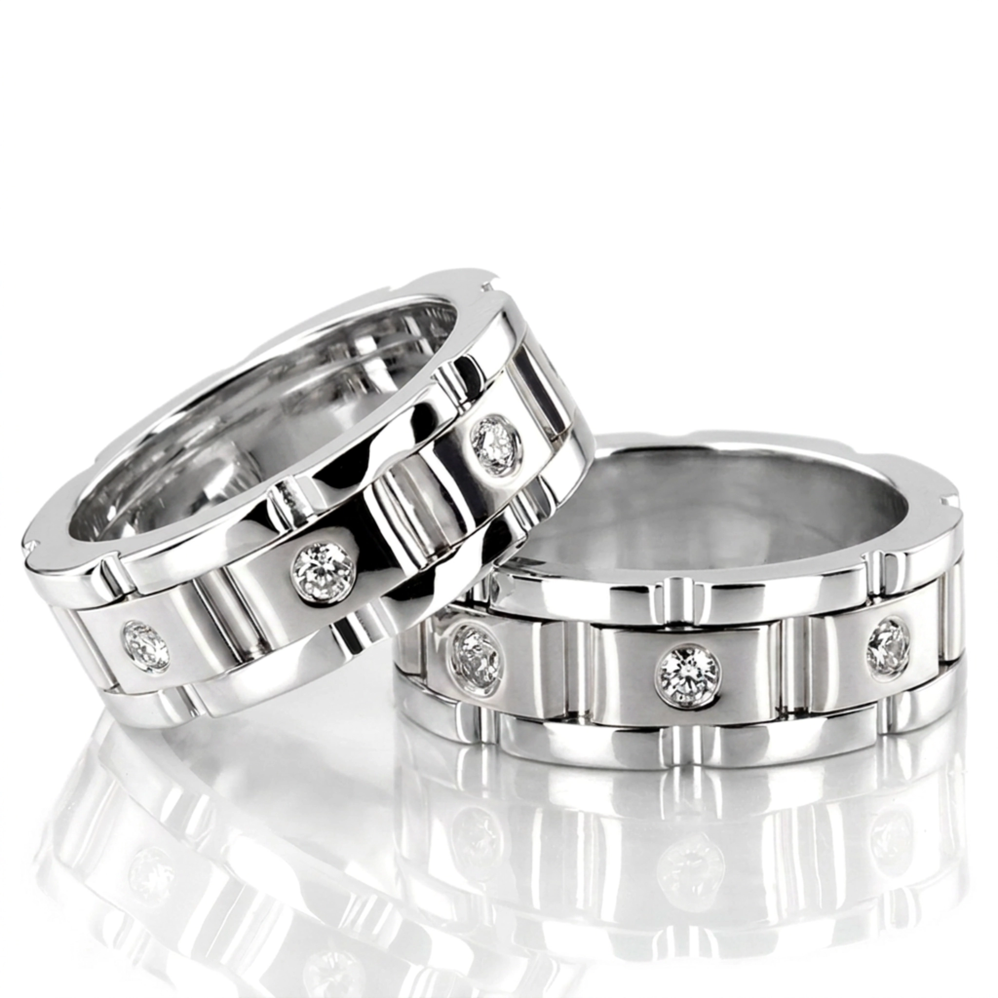 10K Rolex-Style-Round-Diamond-Wedding-Band-Set - alternate view 3