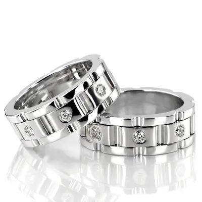 Rolex Style 6.5mm Diamond Wedding Band Set - view 3 of 4