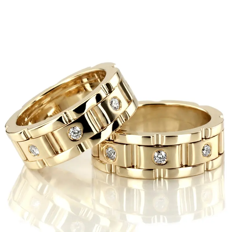 14K Rolex-Style-Round-Diamond-Wedding-Band-Set - alternate view 4