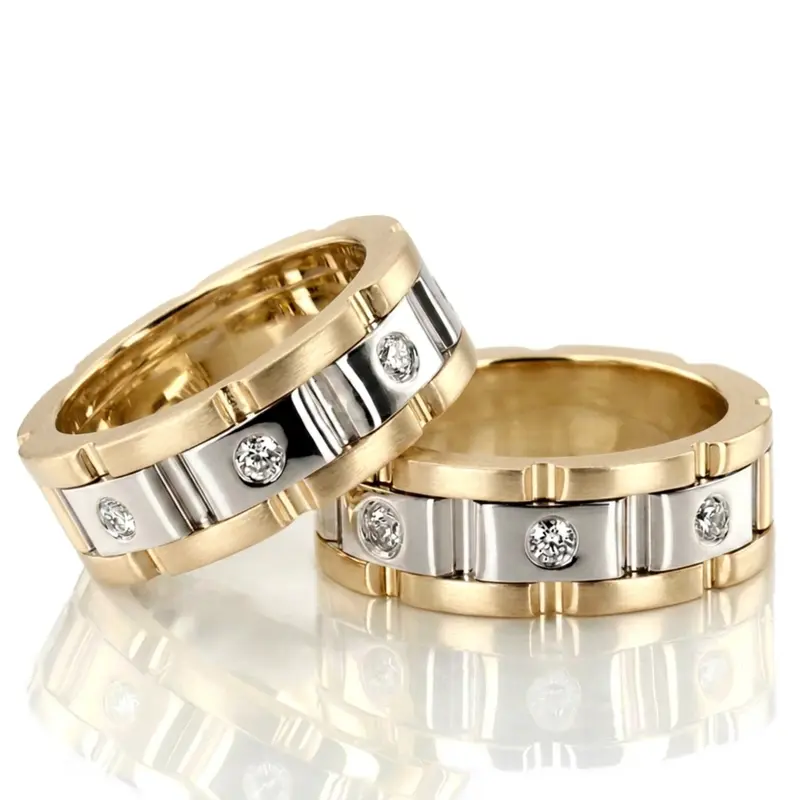 14K Rolex-Style-Round-Diamond-Wedding-Band-Set - alternate view 2