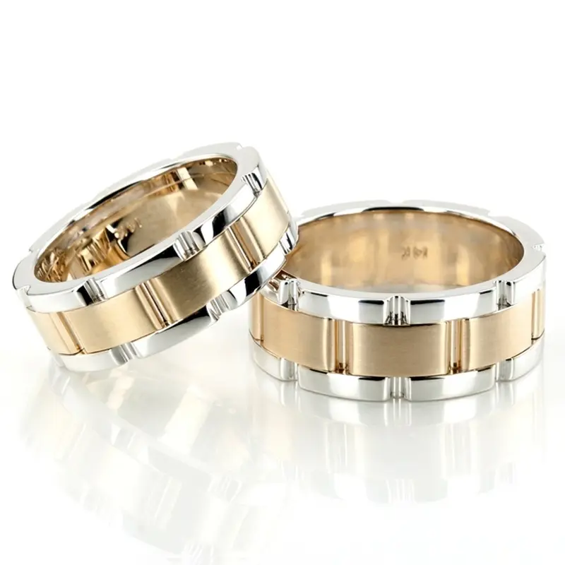 14K his-and-her-fancy-carved-contemporary-wedding-ring - main view