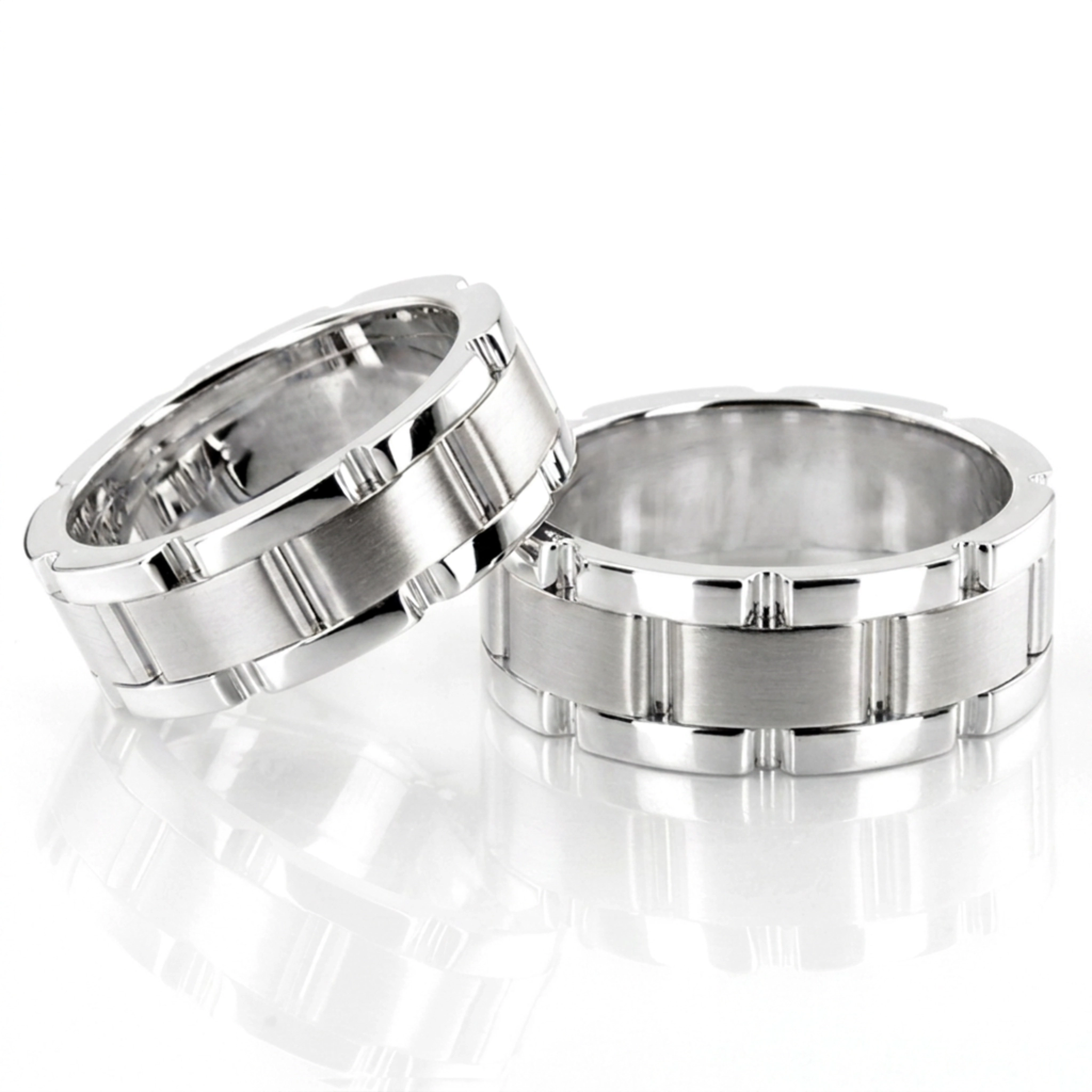 10K his-and-her-fancy-carved-contemporary-wedding-ring - alternate view 3