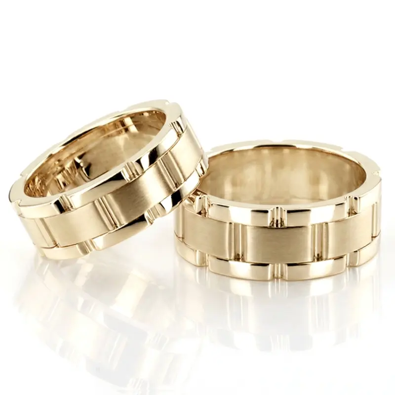 14K his-and-her-fancy-carved-contemporary-wedding-ring - alternate view 4