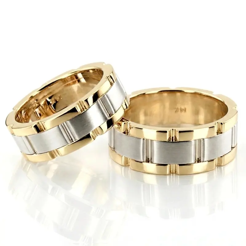 14K his-and-her-fancy-carved-contemporary-wedding-ring - alternate view 2