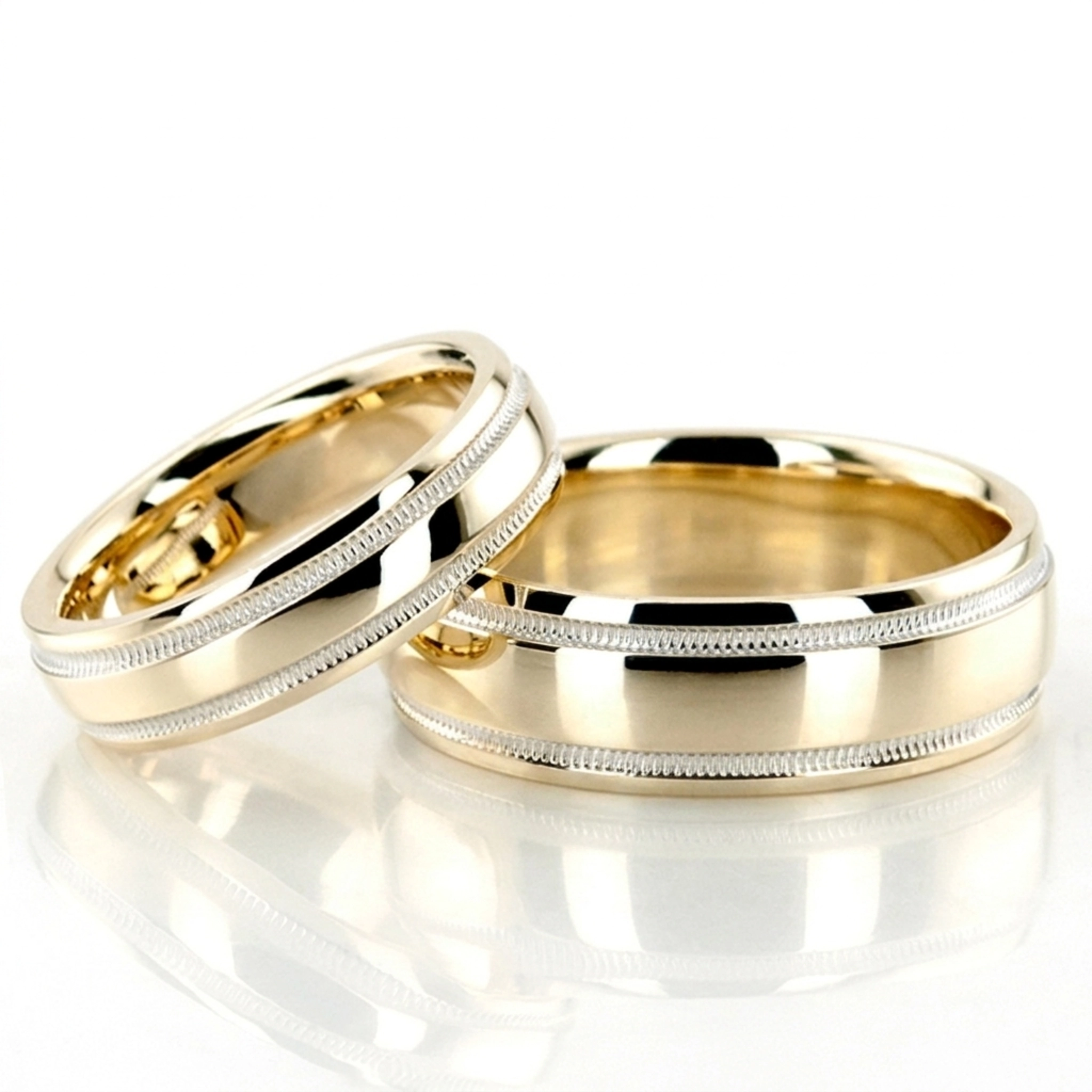 plat Carved-Design-Milgrain-Wedding-Ring-Set - main view