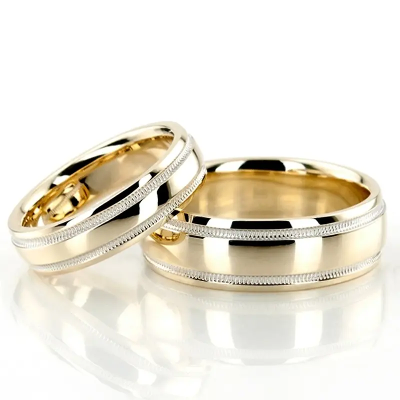10K Carved-Design-Milgrain-Wedding-Ring-Set - main view