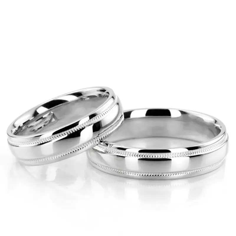 10K Carved-Design-Milgrain-Wedding-Ring-Set - alternate view 2