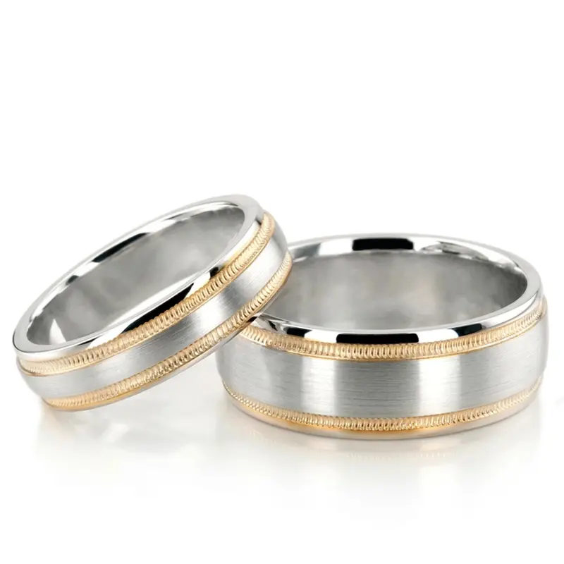 10K Carved-Design-Milgrain-Wedding-Ring-Set - alternate view 3