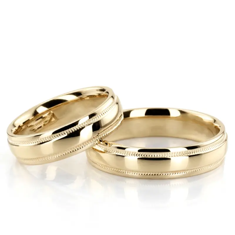 10K Carved-Design-Milgrain-Wedding-Ring-Set - alternate view 4