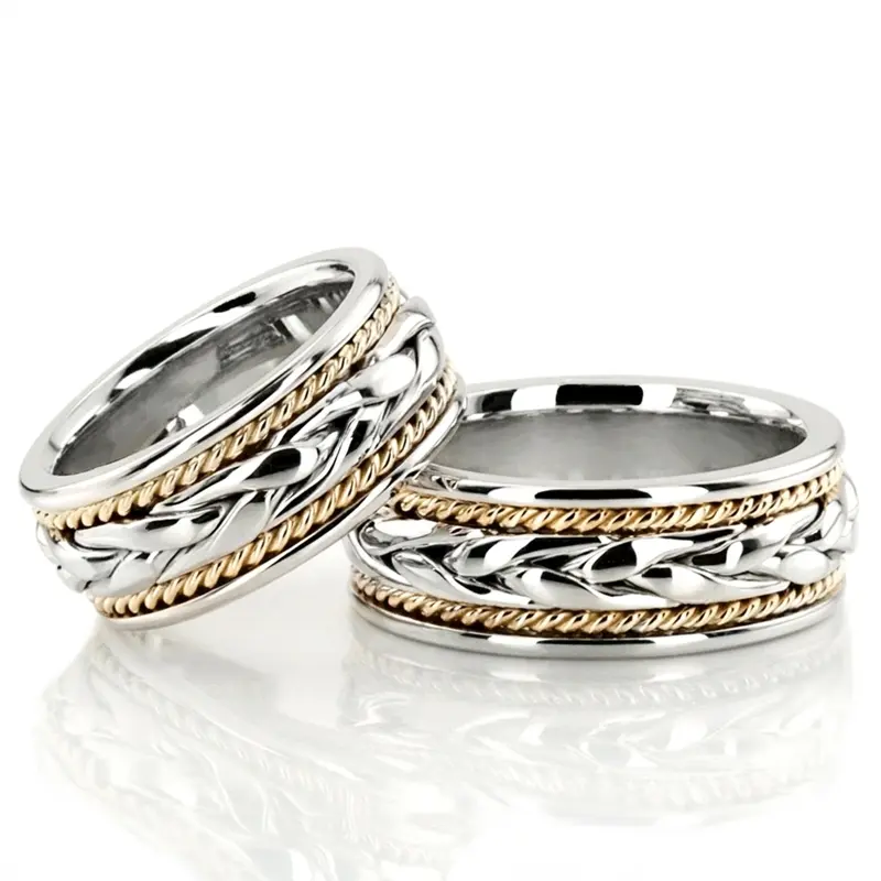 14K Braided-Handmade-Wedding-Ring-Set - alternate view 3