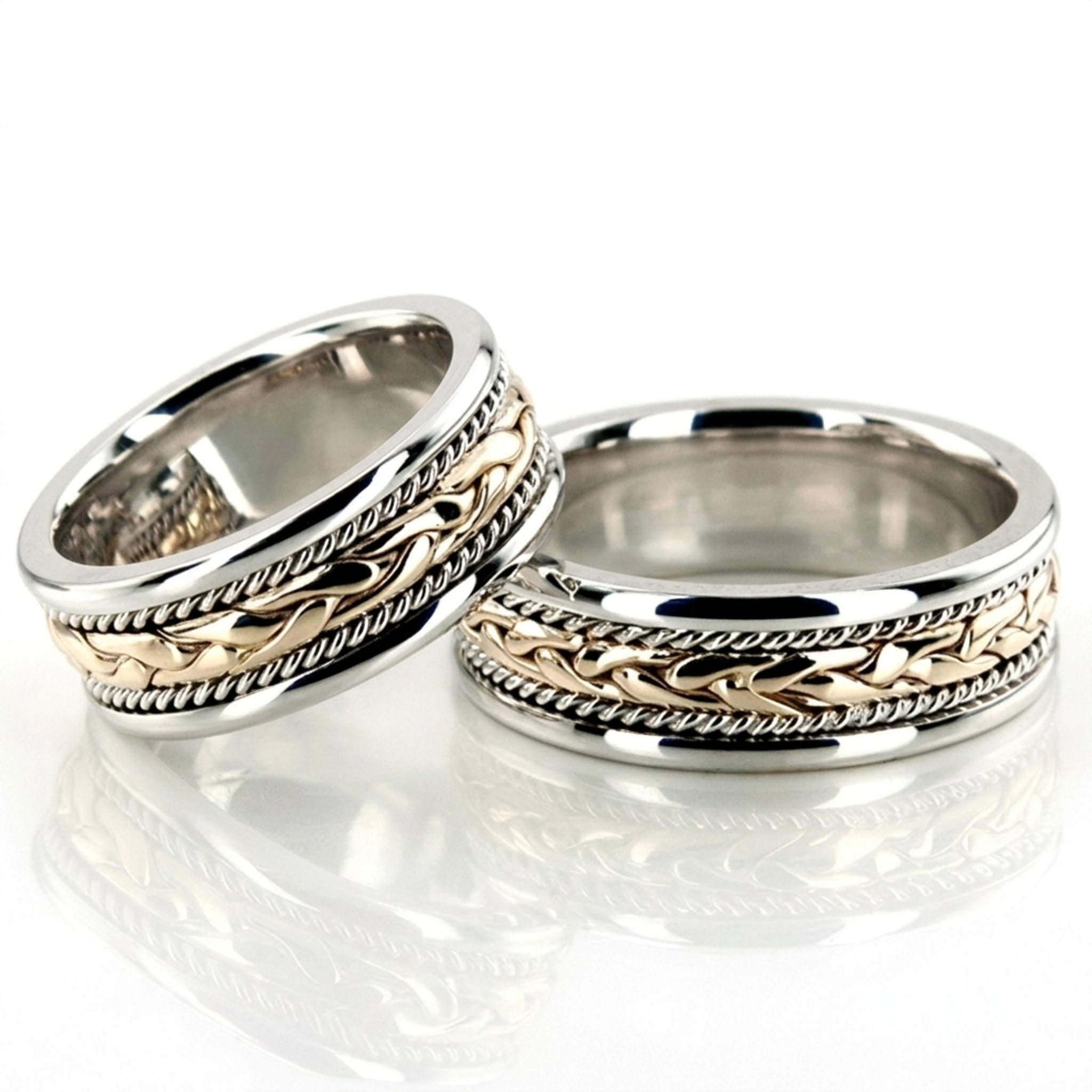 plat Braided-Handmade-Wedding-Ring-Set - main view