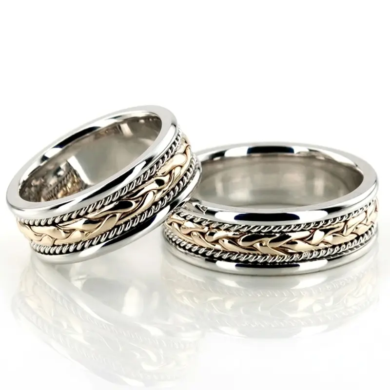 14K Braided-Handmade-Wedding-Ring-Set - main view