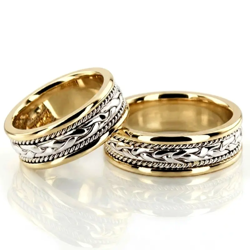 14K Braided-Handmade-Wedding-Ring-Set - alternate view 2
