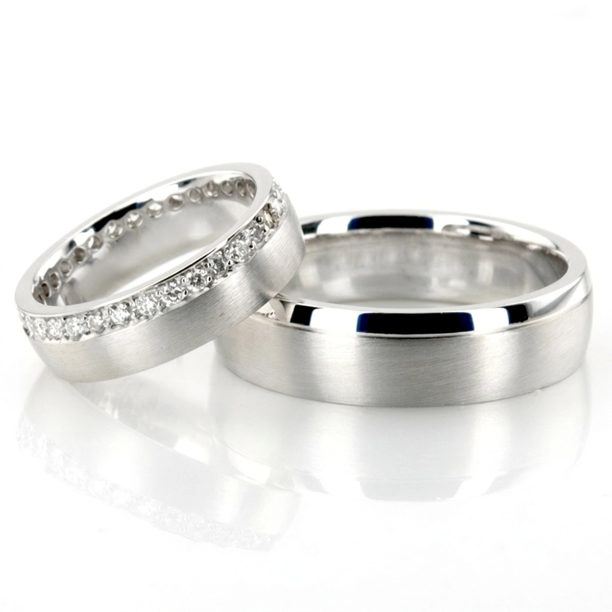 10K grooved-diamond-wedding-ring-set - main view