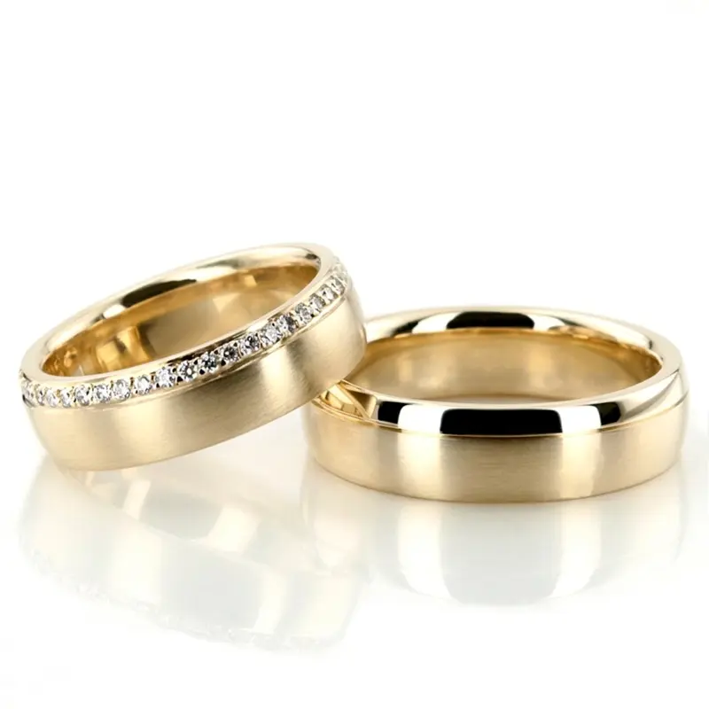 10K grooved-diamond-wedding-ring-set - alternate view 2