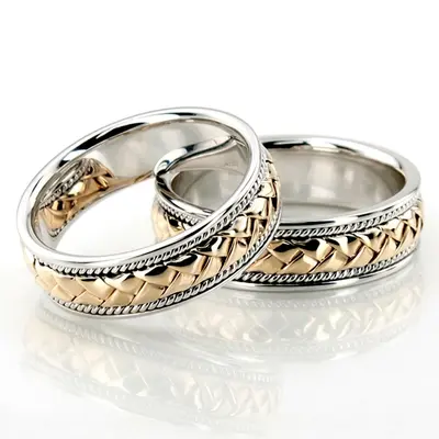 Braided Two-Tone Handmade Wedding Ring Set - view 1 of 5